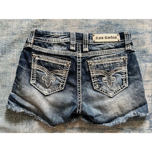 Rock Revival Charon Mid Rise Curvy Cut Off Shorts 27" - Picture 2 of 8